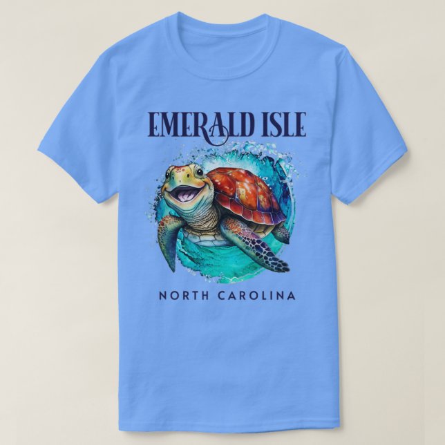 Emerald Isle North Carolina Wasserfarben Happy Sea T-Shirt (Design vorne)