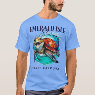 Emerald Isle North Carolina Wasserfarben Happy Sea T-Shirt