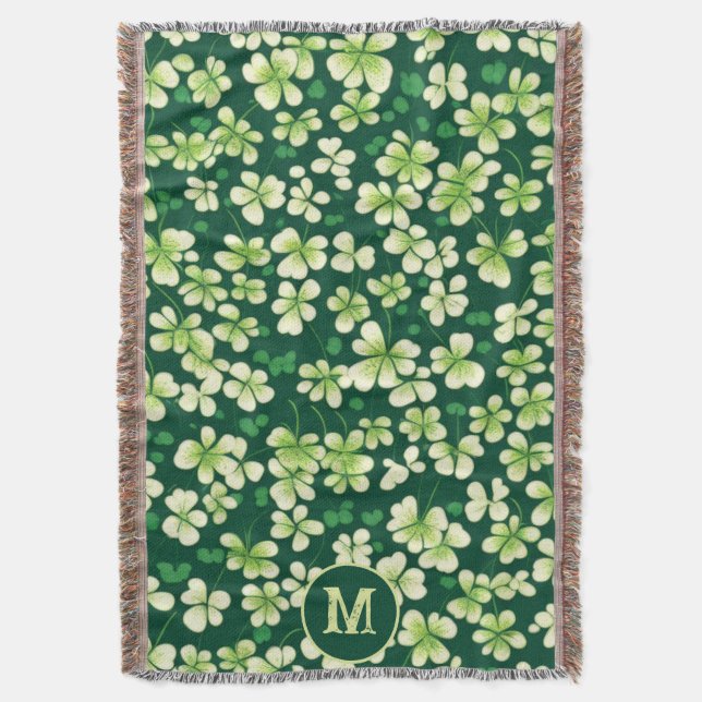 Emerald Kleeblatt Tapestry: Dunkle grüne Freude Decke (Vorderseite Vertikal)