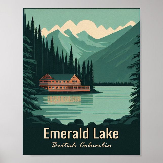 Emerald Lake Minimalistisch Vintage Reisen Poster (Vorne)