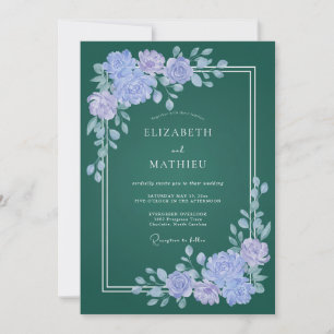 Emerald-Lila-Blüten-Hochzeit Einladung