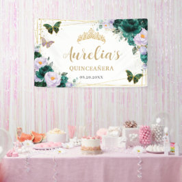 Emerald Lila Floral Butterfells Begrüßungskulisse Banner