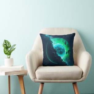 Emerald Lunar Core Cracking Open DALL-E AI Art Kissen