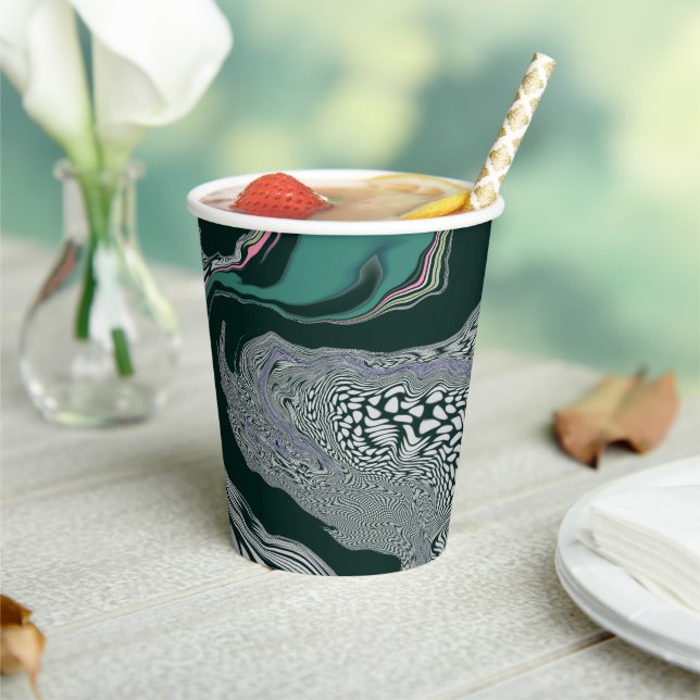 "Emerald Marble Flow" Pappbecher (In Situ)