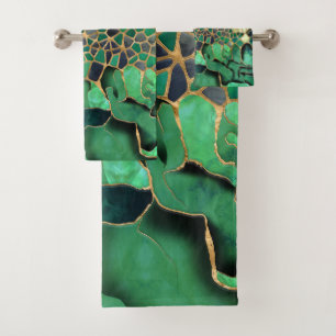 Emerald-Marble-Zellen abstrakte Kunst Badhandtuch Set