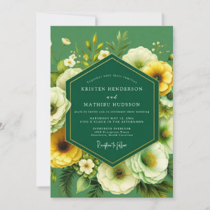 Emerald-Marigold-Blütenhochzeit Einladung