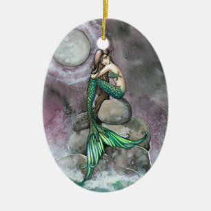 Emerald Mermaid Fantasy Kunst, Dichtung und Musik Keramikornament