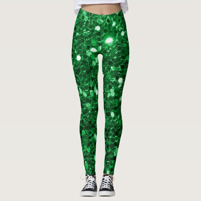 Emerald Mermaid Glitzer Leggings (Vorderseite)