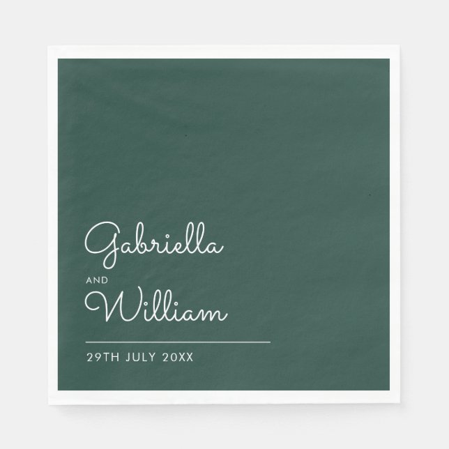 Emerald Minimalistisch Elegant Script Napkins Serviette (Vorderseite)