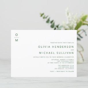 Emerald Minimalistisch Typografy Monogram Wedding Einladung