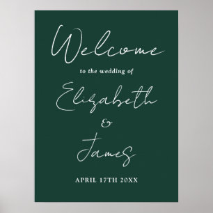 Emerald-minimalistische Schriftzug-Hochzeits-Willk Poster