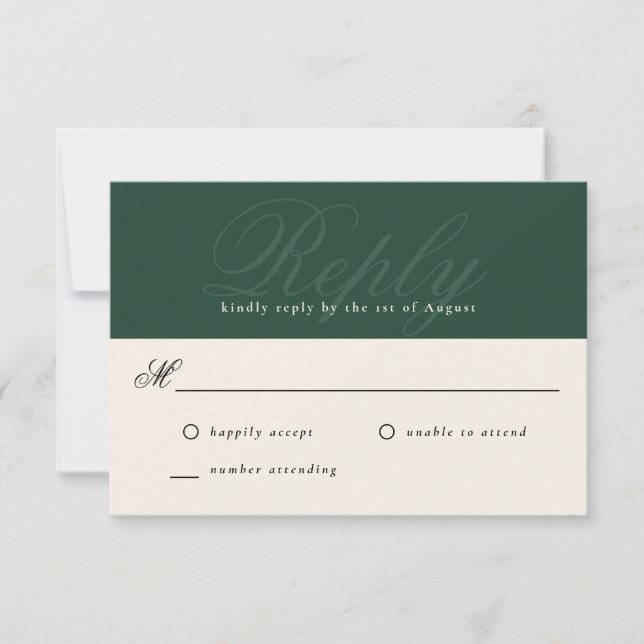 Emerald Modern Elegant Minimal Monogram UAWG RSVP Karte (Vorderseite)