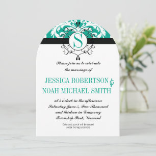 Emerald Monogram Wedding Invite oder irgendeine Fa Einladung