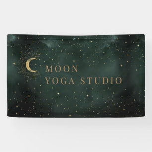 Emerald Moon Stars Midnight Blue Banner