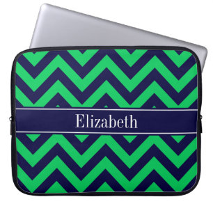 Emerald Navy LG Zickzack Navy Blue Name Monogram Laptopschutzhülle