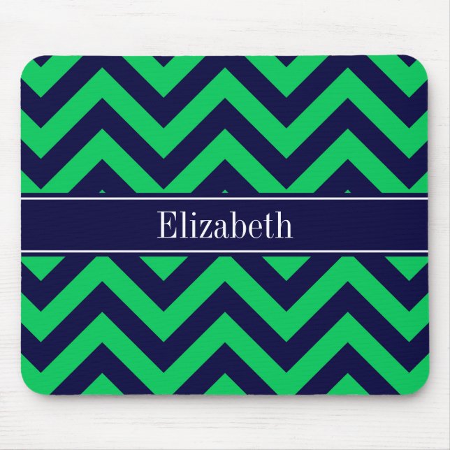 Emerald Navy LG Zickzack Navy Blue Name Monogram Mousepad (Vorne)