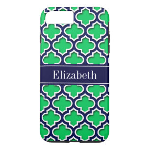 Emerald Navy Marokkanisch #5DS Navy Name Monogram iPhone 8 Plus/7 Plus Hülle