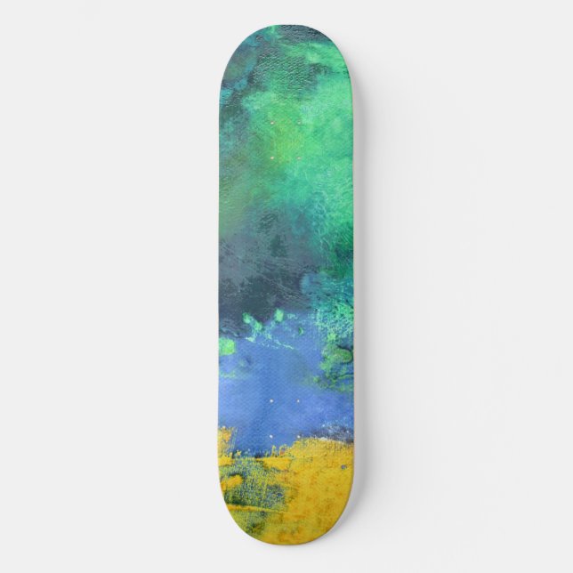 Emerald Ocean Aquamarine Abstrakt Skateboard (Vorderseite)