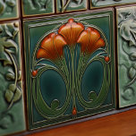 Emerald Orange Wall Deco Art Nouveau Ceram Fliese<br><div class="desc">Willkommen bei CreaTile! Hier finden Sie handgefertigte Fliesen, die ich persönlich gemacht habe und Vintage Keramik und Porzellan Tonziegel, ob gefärbt oder natürlich. Ich habe die Liebe, Fliesen und Keramik Produkte zu entwerfen, in der Hoffnung, Ihnen einen Weg zu geben, Ihre Zuhause in etwas zu verwandeln, das Sie immer wieder...</div>