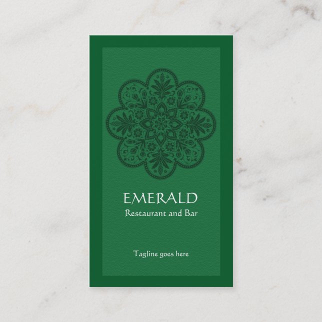 Emerald Ornament Business Card Visitenkarte