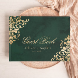 Emerald Ornate Victorian Green and Gold Wedding Gästebuch