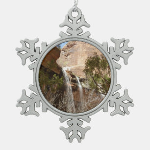 Emerald Pool Falls I aus dem Zion National Park Schneeflocken Zinn-Ornament