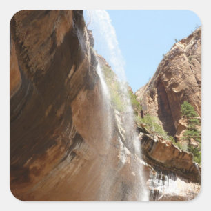 Emerald Pool Falls II aus dem Zion National Park Quadratischer Aufkleber