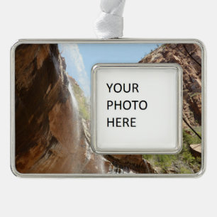 Emerald Pool Falls II aus dem Zion National Park Rahmen-Ornament Silber