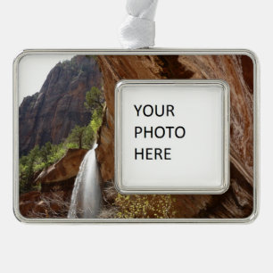Emerald Pool Falls III von Zion National Park Rahmen-Ornament Silber