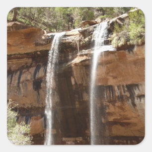 Emerald Pool Falls IV aus dem Zion National Park Quadratischer Aufkleber