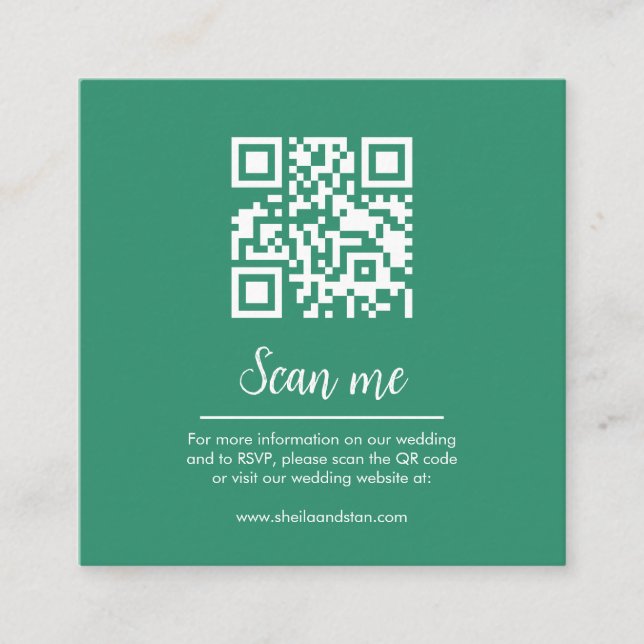 Emerald QR Code Wedding Website Enclosure Card Begleitkarte (Vorderseite)