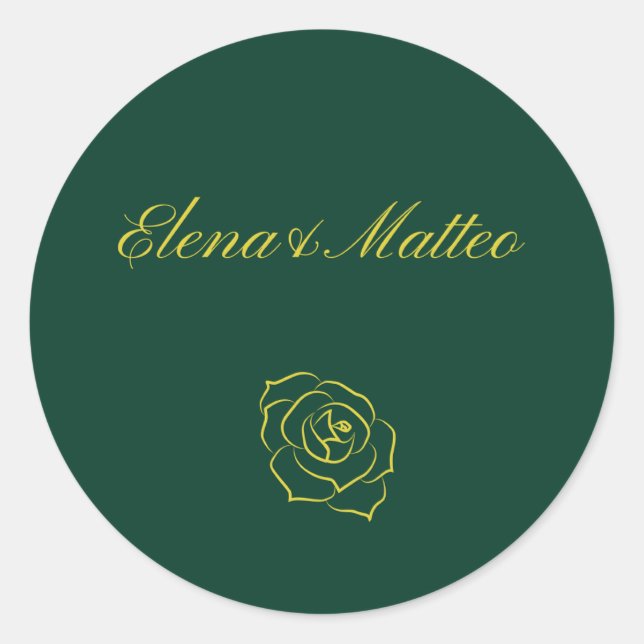 Emerald Romance Hochzeitsaufkleber  Runder Aufkleber (Vorderseite)