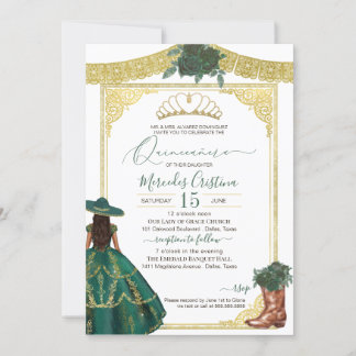 Emerald Rose Eleganter Western Charro Quinceanera Einladung