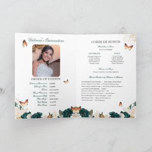 Emerald Rose Gold Tiara Butterfly Quinceanera Programm