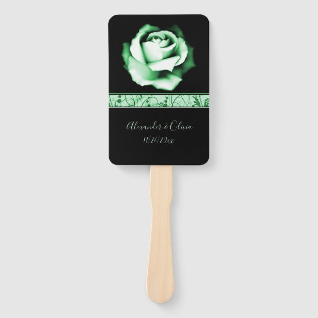 Emerald Rose Hand Fan Fächer (Vorderseite)