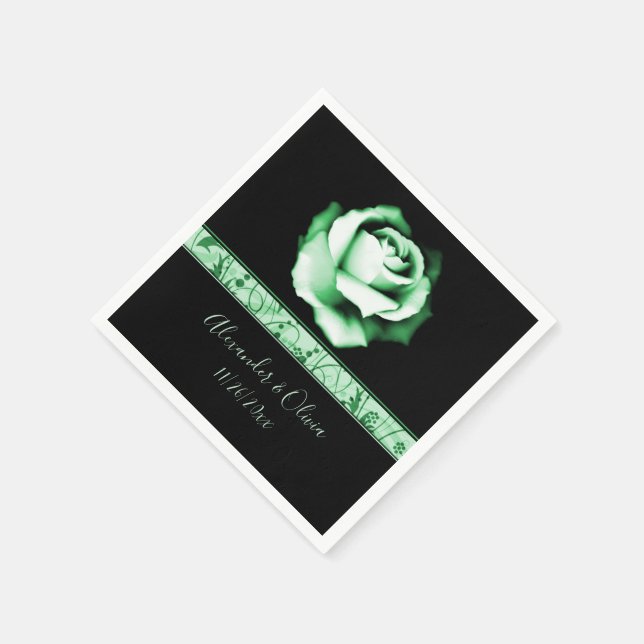 Emerald Rose Wedding Napkins Serviette (Ecke)