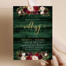 Emerald Rustic Burgundy Marsala Floral Wedding