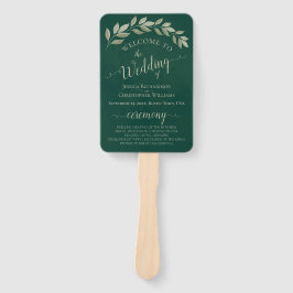 Emerald & Sage Blätter Elegantes Hochzeitsprogramm Fächer