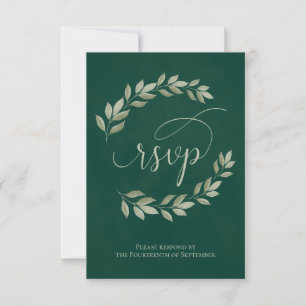 Emerald & Sage Laurel Verlasse Rustikale Hochzeit RSVP Karte