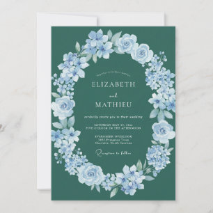 Emerald sanfte florale Hochzeitsbogen Einladung
