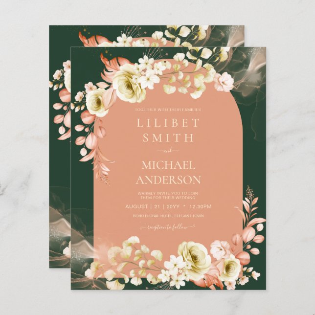 Emerald Season Coral Green Floral Wedding (Vorne/Hinten)