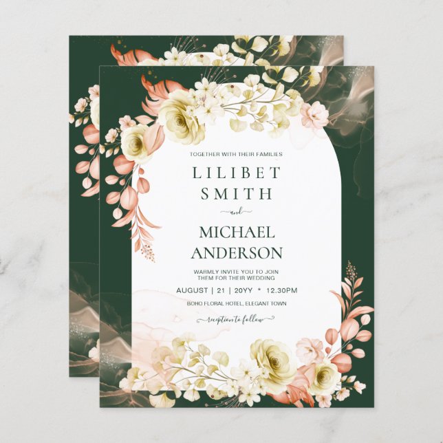 Emerald Season Coral Green Floral Wedding (Vorne/Hinten)