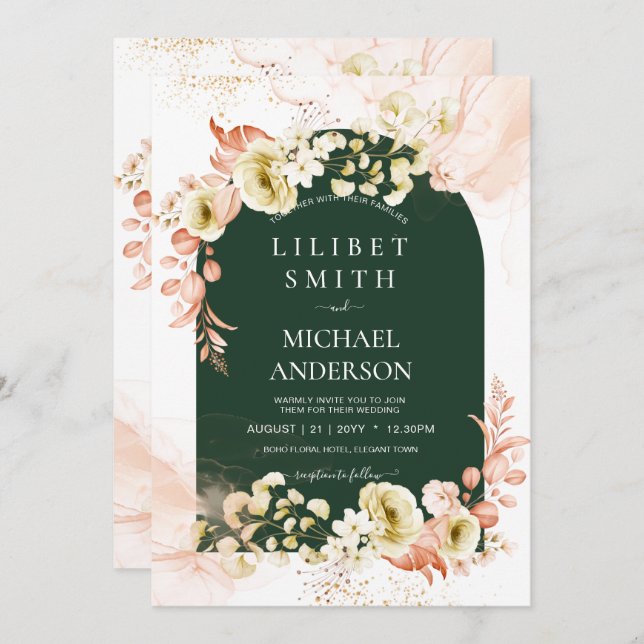 Emerald Season Coral Green Floral Wedding (Vorne/Hinten)