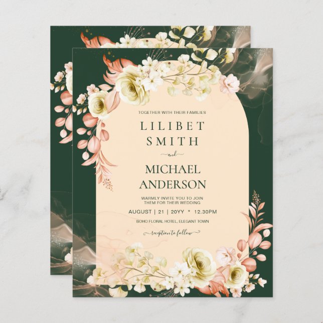 Emerald Season Coral Green Floral Wedding (Vorne/Hinten)