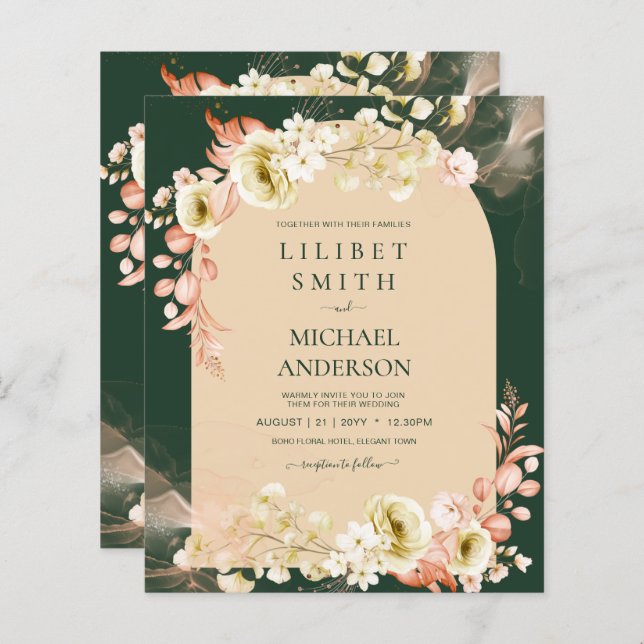 Emerald Season Coral Green Floral Wedding (Vorne/Hinten)