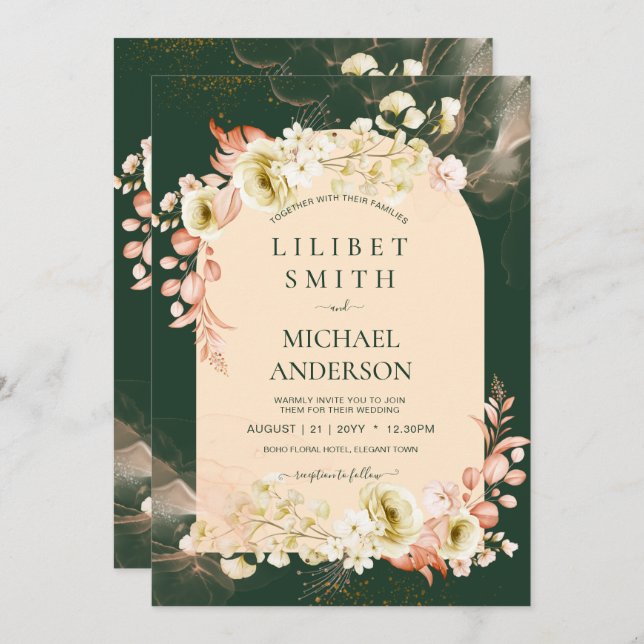 Emerald Season Coral Green Floral Wedding (Vorne/Hinten)