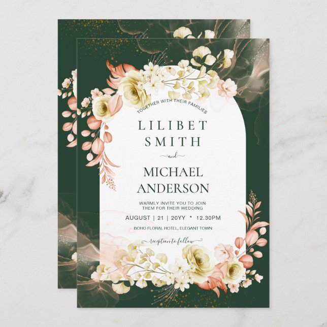 Emerald Season Coral Green Floral Wedding (Vorne/Hinten)