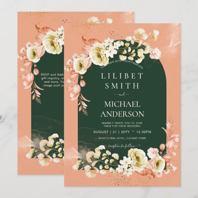 Emerald Season Coral Green Floral Wedding (Vorne/Hinten)