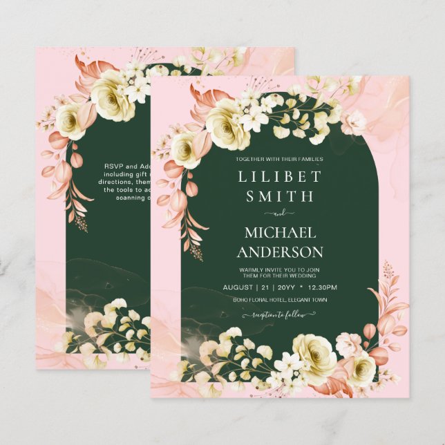 Emerald Season PINK Green Floral Wedites (Vorne/Hinten)