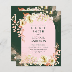 Emerald Season PINK Green Floral Wedites